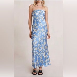 BEC & BRIDGE Blossom Strapless Maxi Dress in Blue - size 4